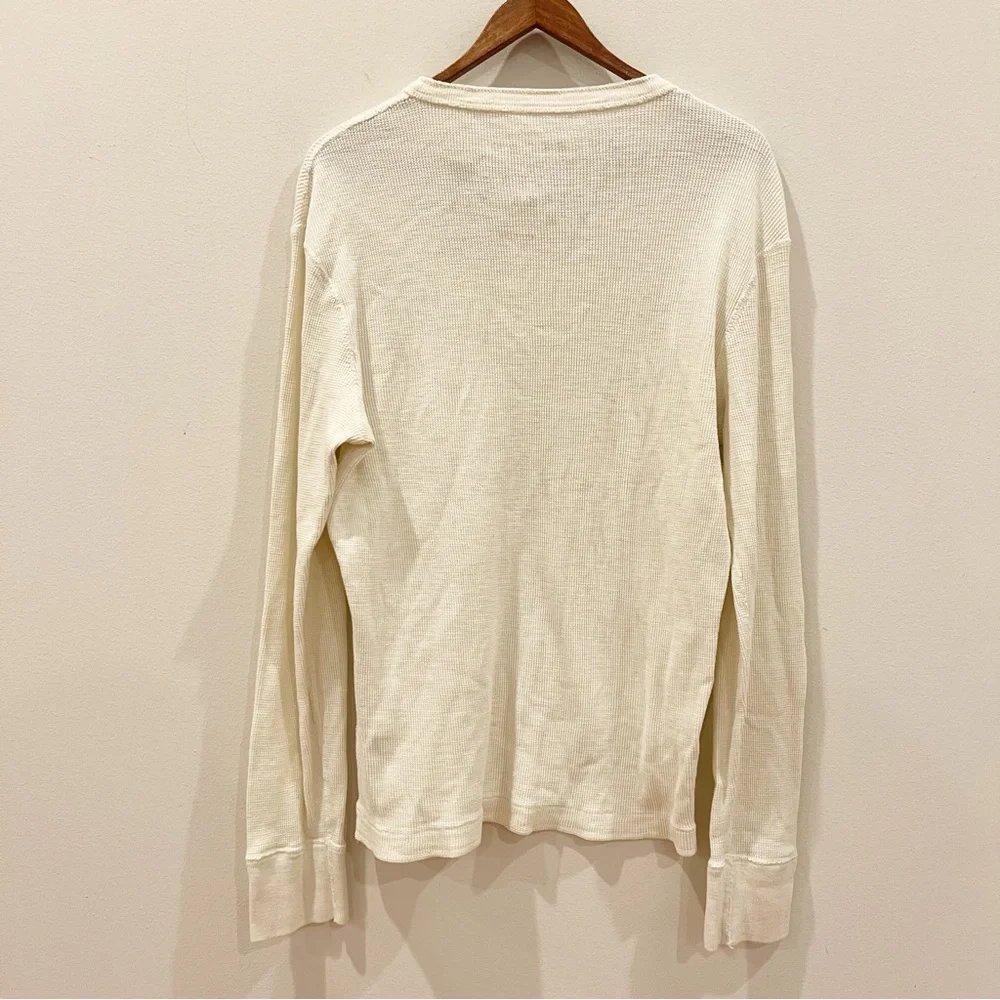 American Eagle Shirt Mens Medium White Thermal Waffle Knit Henley Vintage Fit - Picture 2 of 8